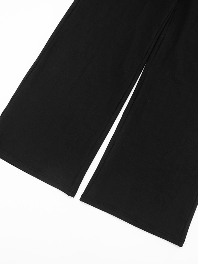 Women's Fashion Solid Color Casual Round Neck Flare Long Sleeve Top & Straight Leg Pants Set, Comfortable Muslim Spring Autumn,Business Casual Outfits