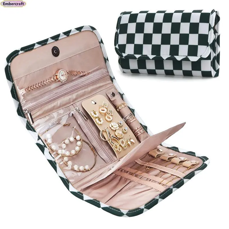 Viral Jewelry Storage Roll Bag for Women, Foldable Travel Jewelry Organizer with Earring, Ring & Necklace Compartments, Portable Tangle-Free Jewelry Case, Aesthetic Packing Must-Have for Vacation, Cruise & On-the-Go Travel