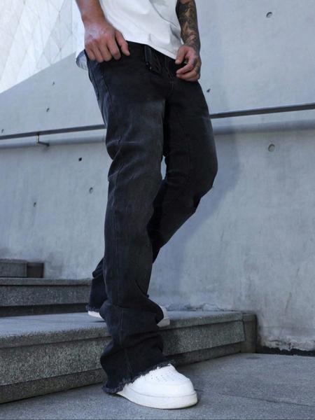 Men's Fashionable Washed Denim Jeans, Trendy Street Style Hip Hop Pants, Versatile Leg Shaping Design, Perfect for Casual Wear