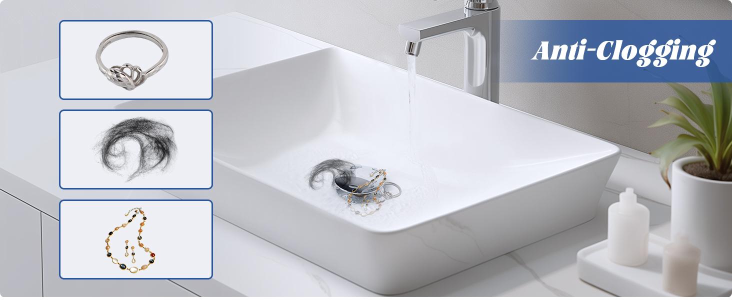 Hibbent All Metal 2 in 1 Bathroom Sink Stopper, Universal Pop Up Drain Strainer, Brass Bullet Core Push Type Stopper for 1''~2.3'' Basin, Big Push Button, Anti Clogging Drain Filter