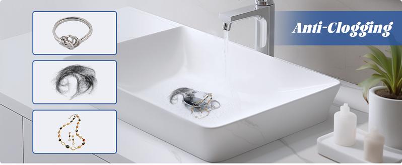 Hibbent All Metal 2 in 1 Bathroom Sink Stopper, Universal Pop Up Drain Strainer, Brass Bullet Core Push Type Stopper for 1''~2.3'' Basin, Big Push Button, Anti Clogging Drain Filter