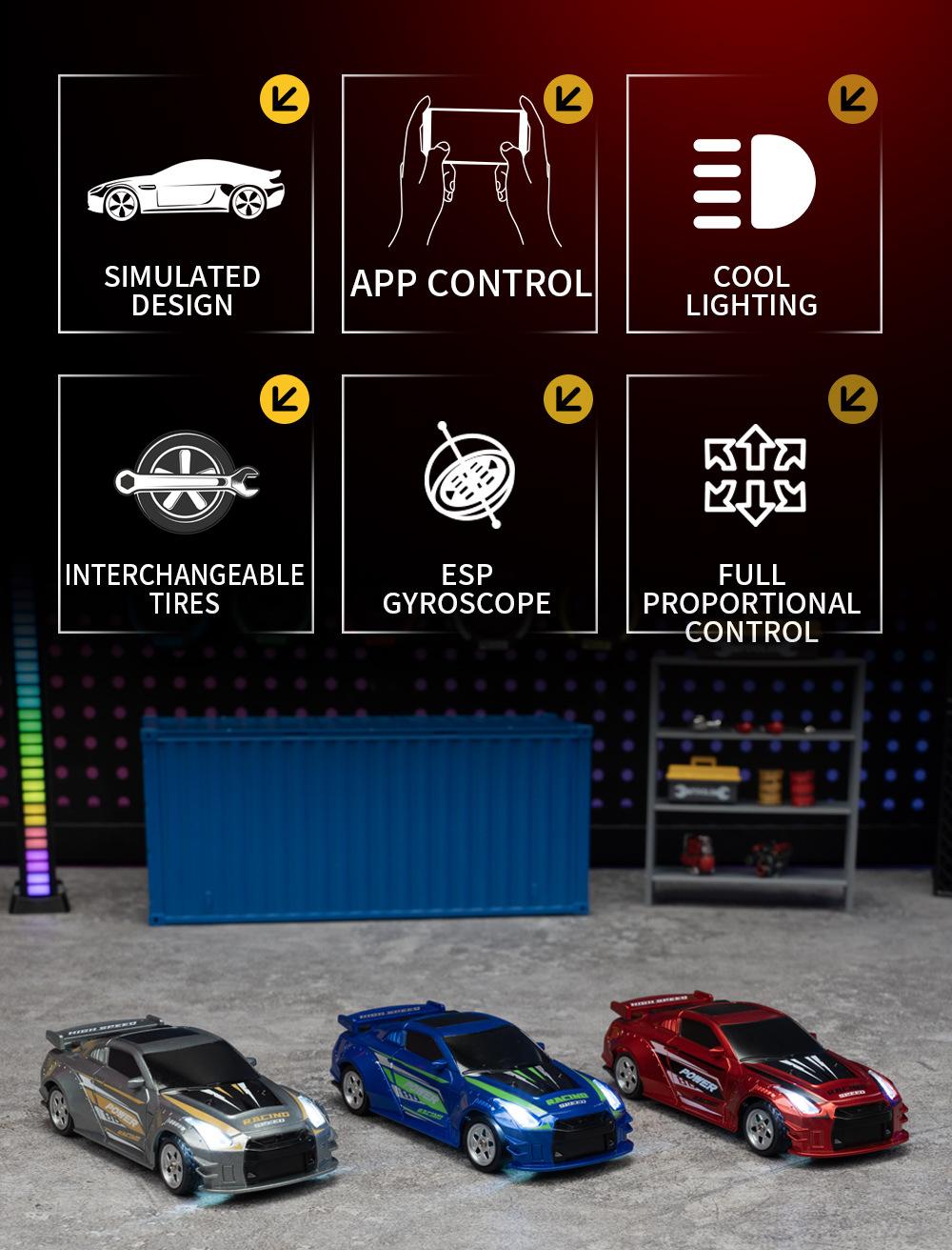 JJRC Mini FPV RC Car with Camera - 1:32 4WD High Speed Drift Racing Car, 2.4G Full Proportional Control, APP Remote Mode, Rechargeable Toy for Boys Kids 8-12 hd