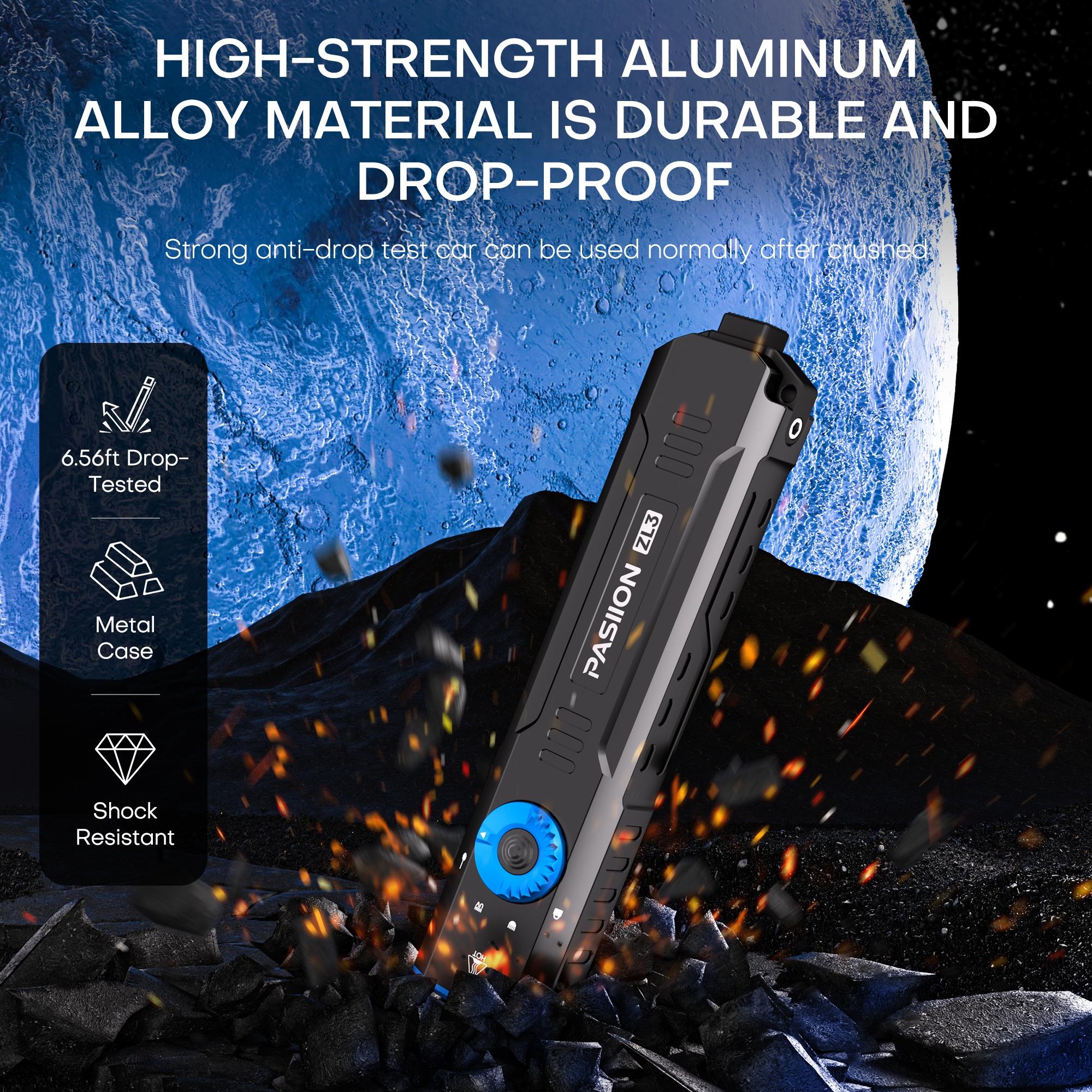 Rechargeable Edc Flashlight with Beam UV LED, Portable Pocket Light, Outdoor Emergency, Super Bright Rechargeable Torch