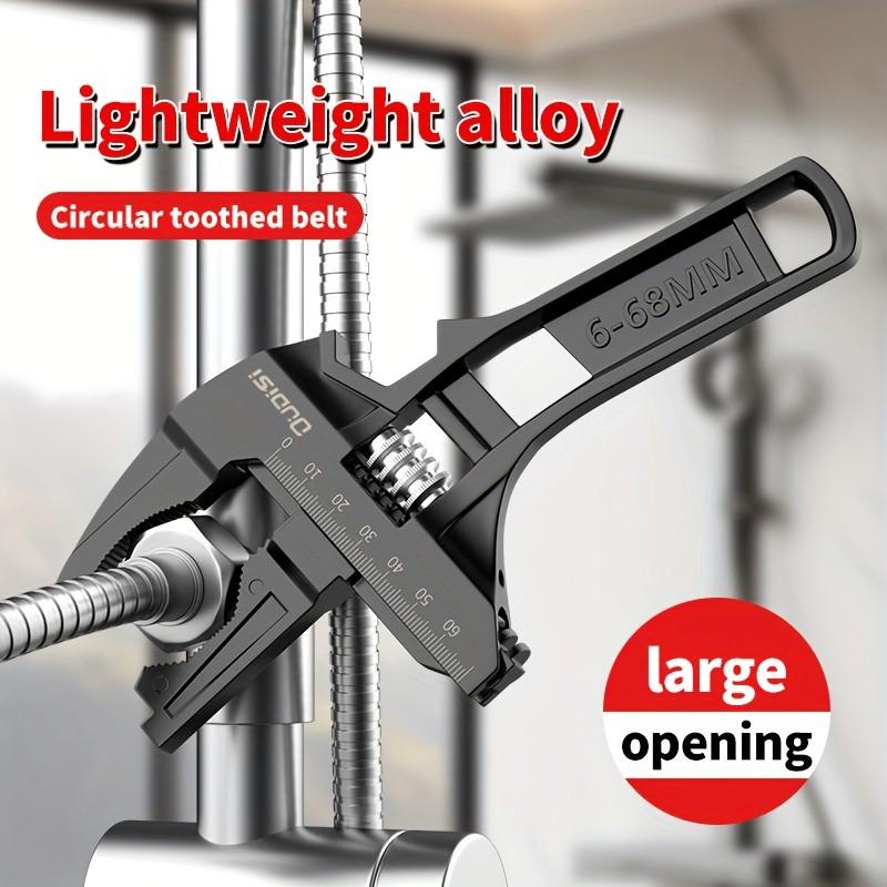 Multi-Functional Adjustable Wrench, Strong Grip and Wide Bore, Stainless Steel + Aluminum Alloy, Ideal for Narrow Bathroom Spaces, No Assembly Needed