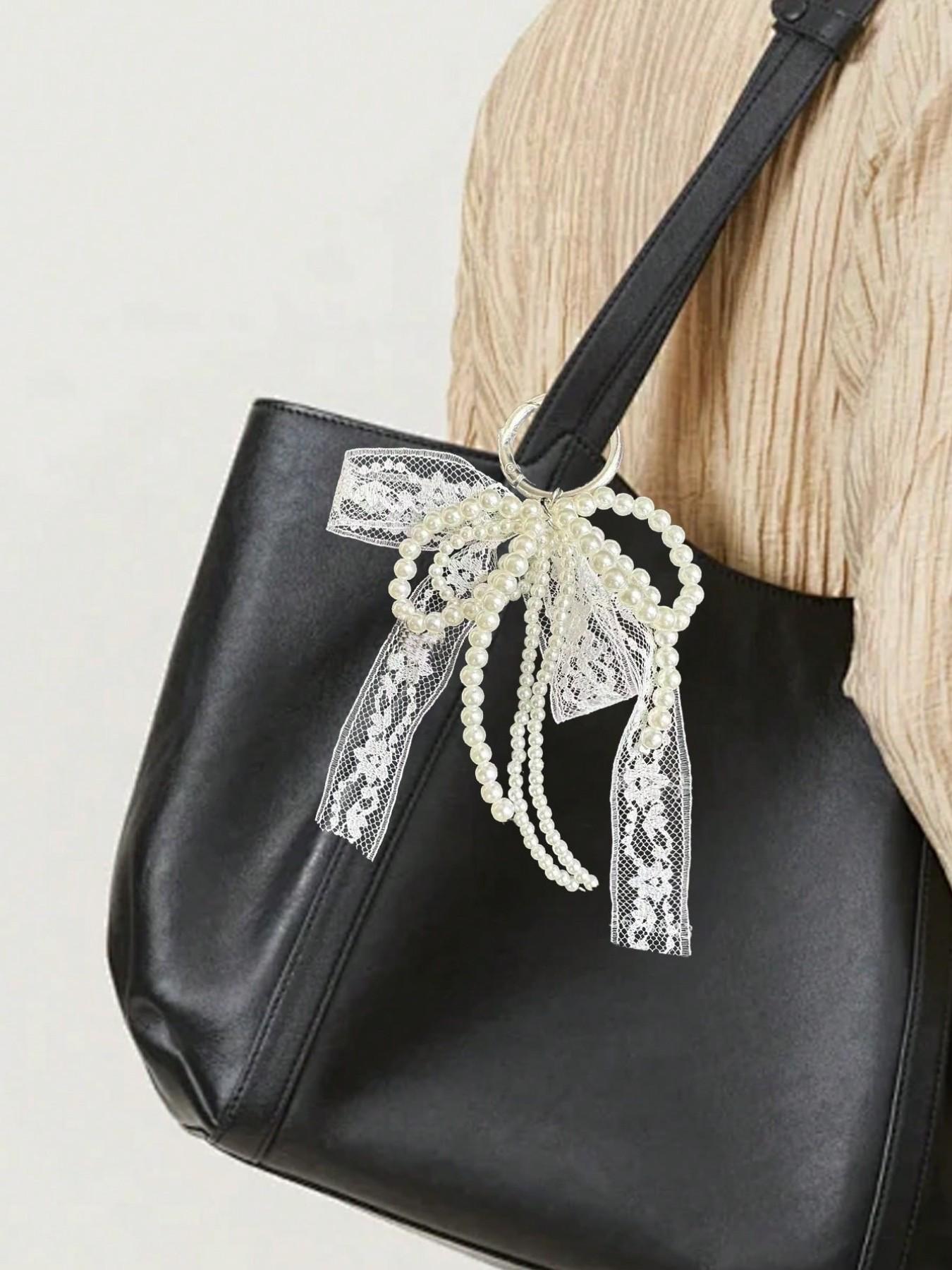 Y2K Cute Minimalist Fashion Beaded Pearl Bow, Multi-Functional DIY Keychain/purse Charm Set, Ideal Gift for Couples, Women, Girls, Friends