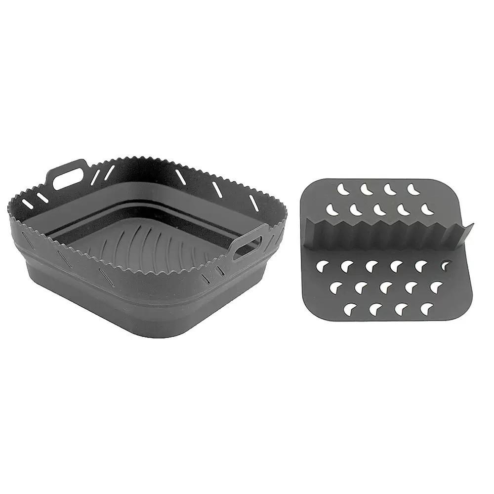 Air Fryer Silicone Liner Silicone Baking Tray Set, Heat-Resistant Food Grade, Non-Stick, Easy Clean, Foldable, Compatible with Most Air Fryers