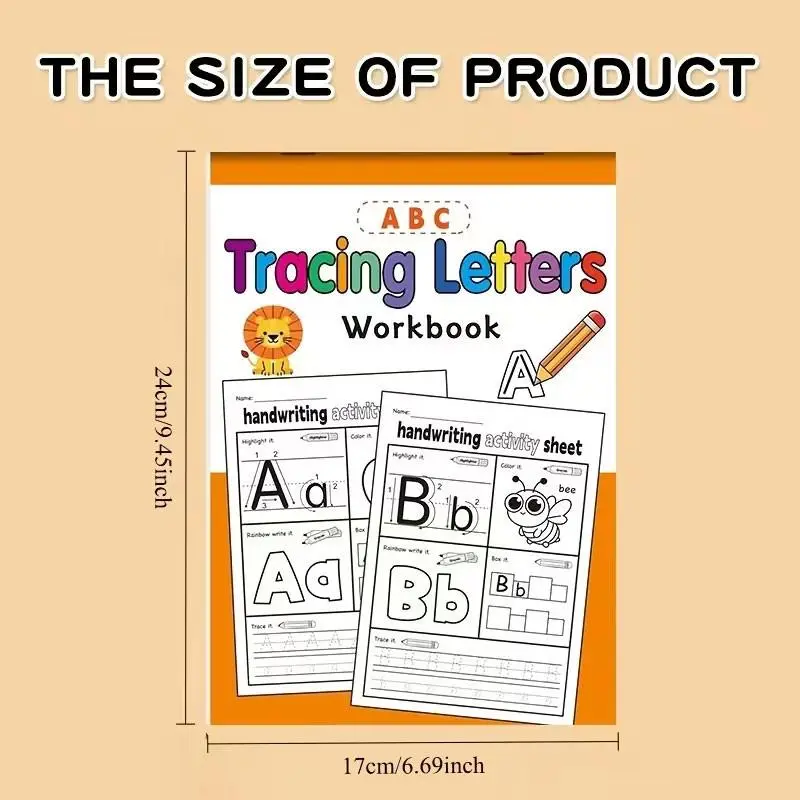 1-2 sets of children's writing practice books, containing 26 English letters A-Z, handwriting practice, tracing practice, coloring practice, perfect for family education, classroom teaching, back-to-school supplies, Homeschool Supplies
