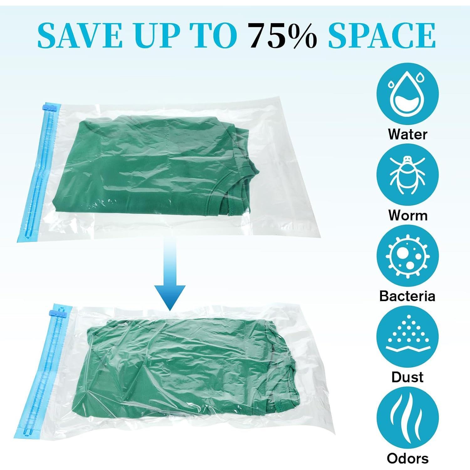 4 count Roll up Compression Bags, 19 X 14" Vacuum Travel Bag, Roll-Up Space Saver Bags for Travel, Vacuum Seal Storage Bag for Packing Clothing Suitcases Luggage  Organizers, No Pump Needed