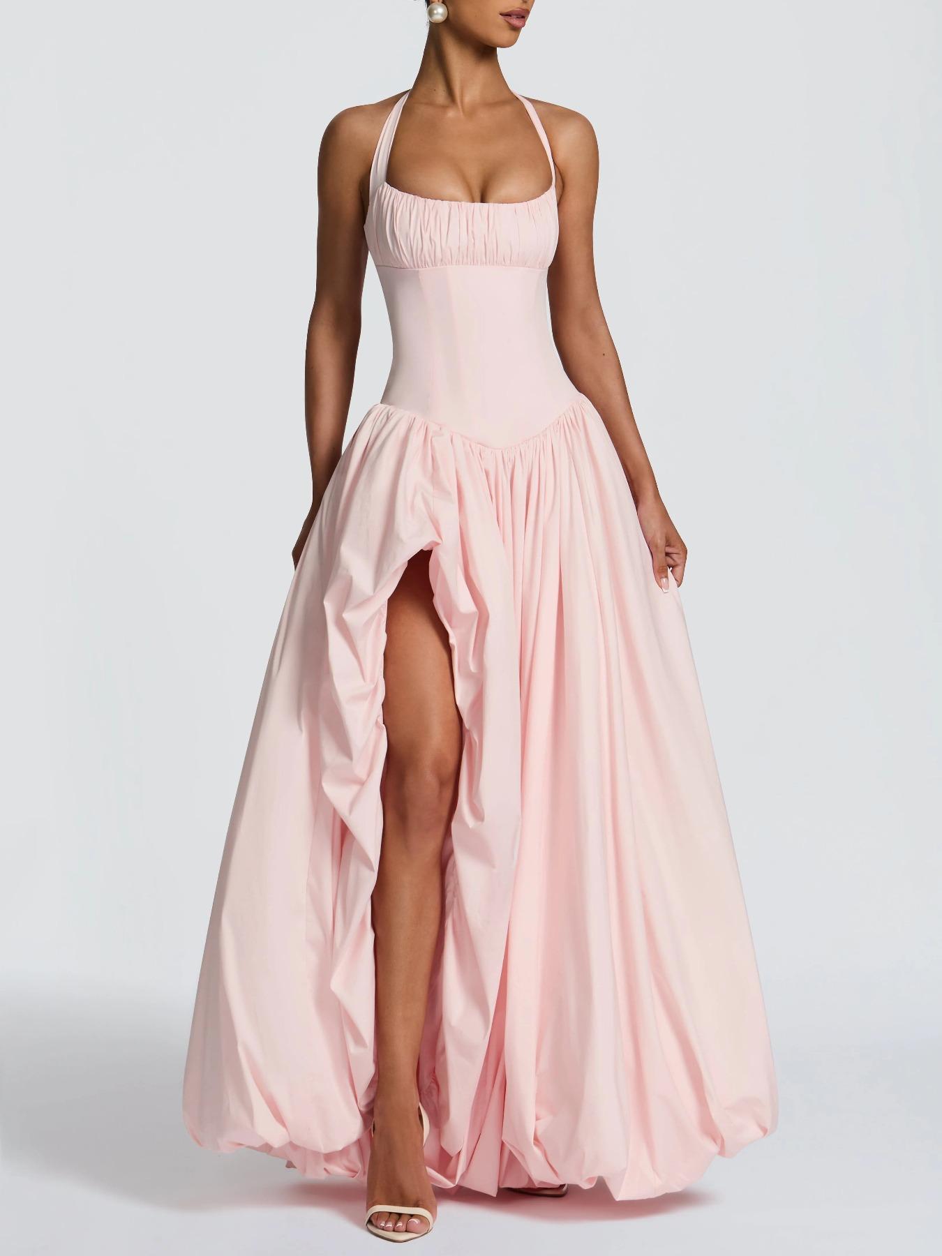 Sweet One-Shoulder Backless Dress, Halter Neck, Slim-Fitting Design, Irregular Hemline, Perfect for Casual & Party Wear, Women's Fashion