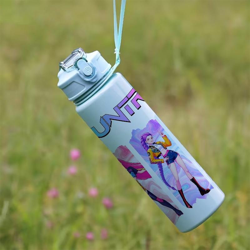 1pc Large 25oz/750ml Leakproof Water Bottle with Dark Anime Manga Design - Leakproof Lid, Durable Plastic Cup for Gym, Travel, for home, Birthday Gifts