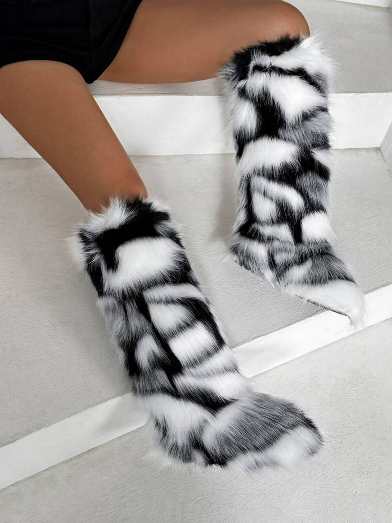 Fashionable Long Tube Snow Boots for Women, New Trend All-match Plain Plush Knee Boots, Y2k Style Fashion Snow Boots for Women, Trending Shoes shaggy boots 2000s shaggy boots, Casual Warm Boots