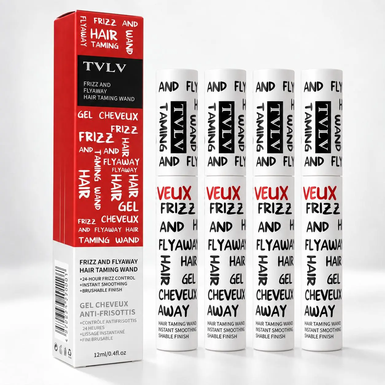 Haircare Flyaway Hair Taming Wand - Anti-Frizz Finishing Gel with Precision Brush for Baby Hairs, Edges, Sleek Styles, Brushable Finish, 12ml