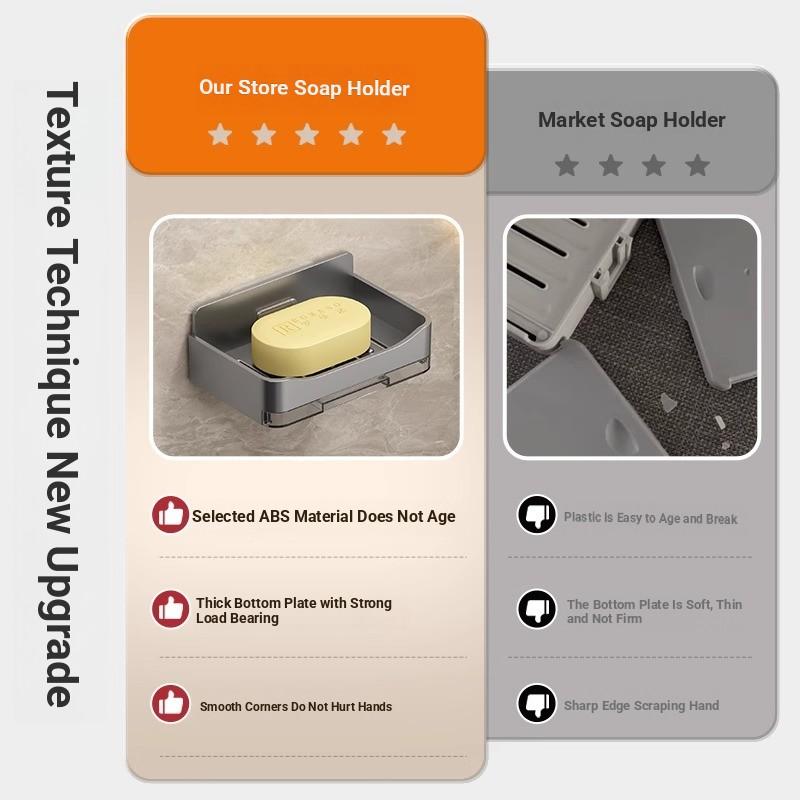 Wall-Mounted Soap Drying Rack, No-Drill Bathroom Soap Holder, Simple Design with Hook, Water-Resistant Soap Box, Home Use