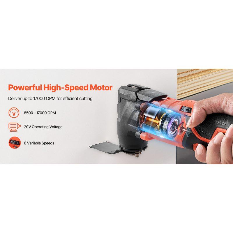 fathersdaygift VEVOR Cordless Oscillating Tool, 20V Oscillating Multi Tool Kit with 6 Variable Speeds 8500 - 17000 OPM, 3.2 Oscillation Angle, 2.0Ah Battery Pack Charger, 12PCS Saw Accessories LED Work Light fathersdaygift VEVOR Cordless Oscillating Tool, 20V Oscillating Multi Tool Kit with 6 Variable Speeds 8500 - 17000 OPM, 3.2 Oscillation Angle, 2.0Ah Battery Pack Charger, 12PCS Saw Accessories LED Work Light