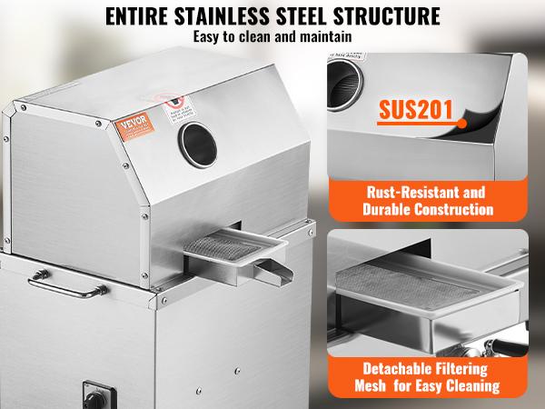 VEVOR Commercial Sugar Cane Juicer, 800W Electric Sugarcane Juicer Machine with 661LBS/H High Output, 3 Stainless Steel Rollers, Sugar Cane Press Juice Extractor Squeezer on Wheels for Home/Commercial