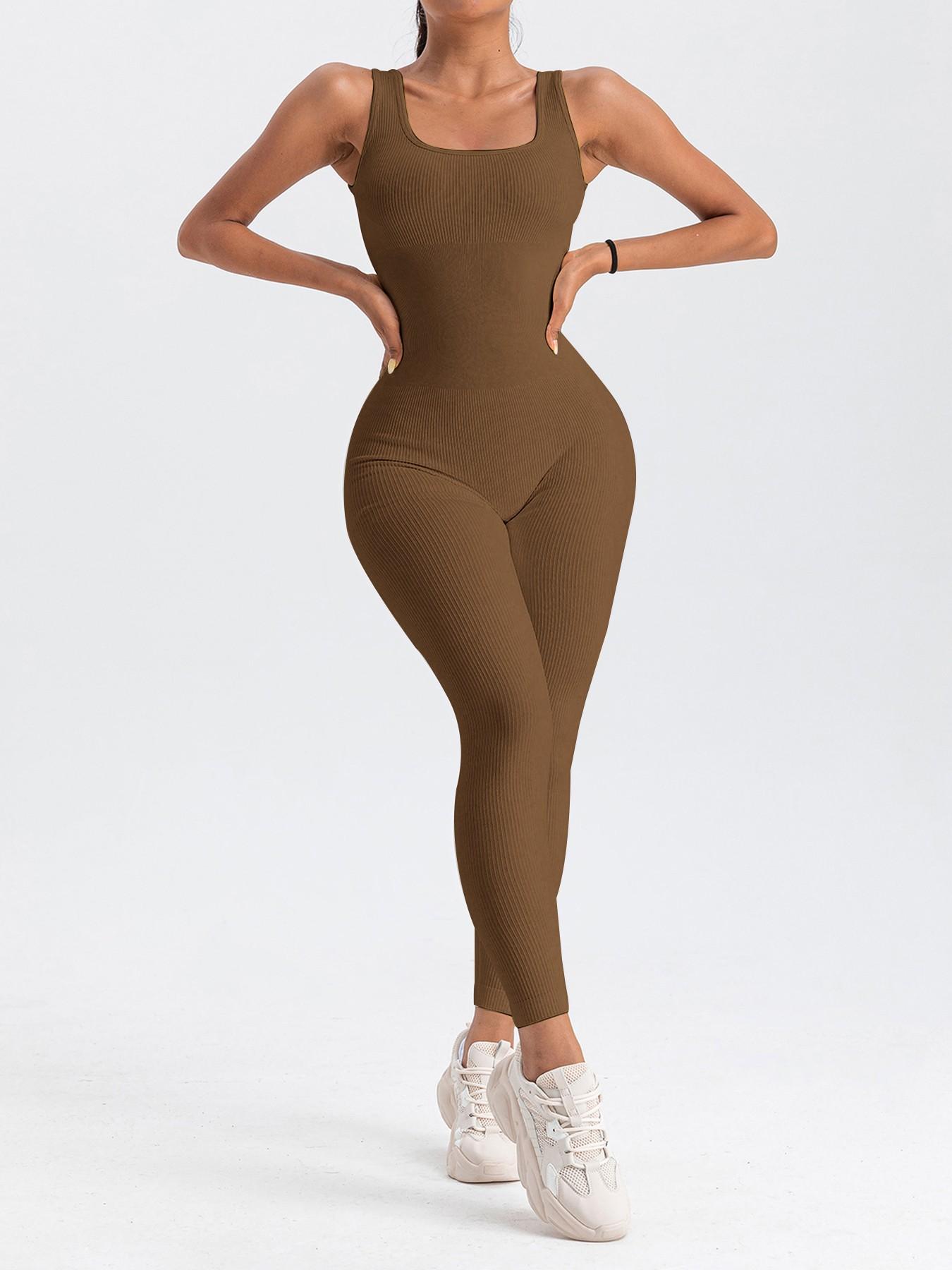 Women's Fitted Knit Jumpsuit for Layering or Outerwear, Comfortable Spring/summer Activewear Set, Versatile Fashion for Daily Wear, Casual Jumpsuits