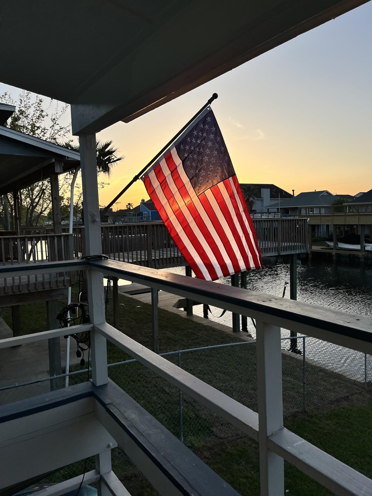 Barcetine American Flag Pole Set with Embroidered US Banner Kit - Heavy Duty Anti-Tangle Aluminum Alloy Sectional Flagpole, Weather Resistant Flag, Stainless Steel Mounting Bracket for Outdoor House Porch Decor