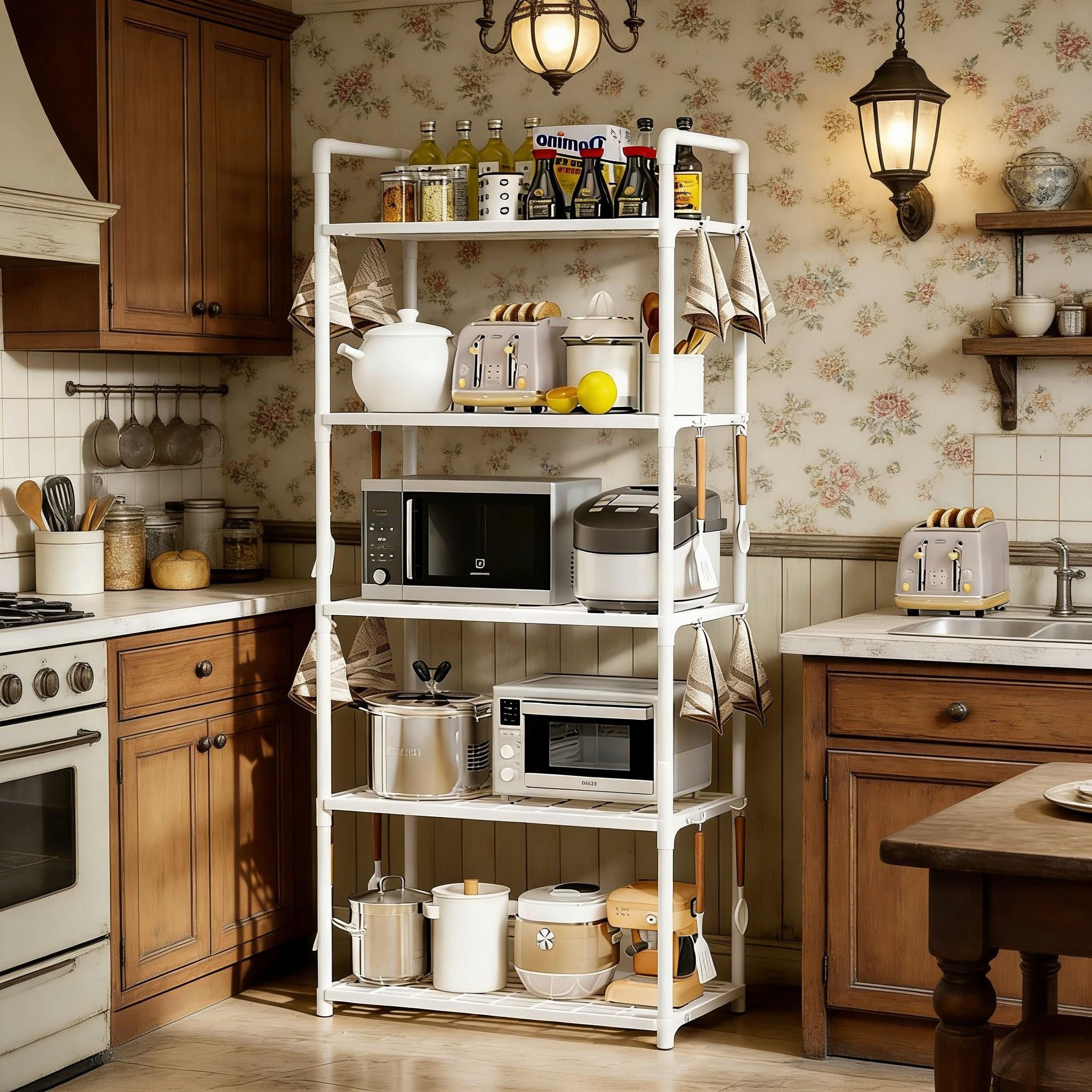 Adjustable Multi-Functional Shelf, Space-Saving Layered Structure, Ideal for Kitchen Bathroom Study Office Home Business