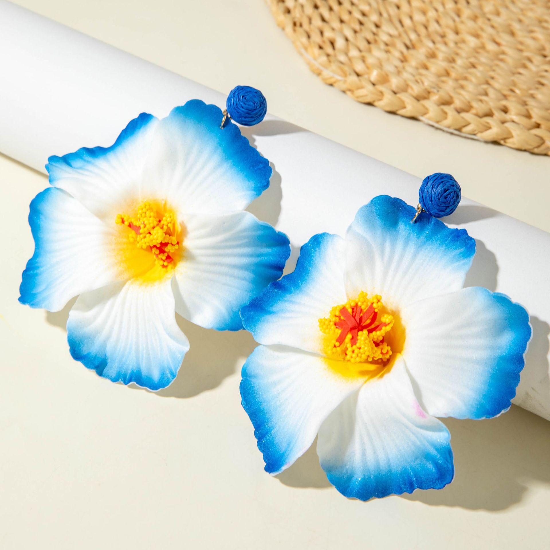 Fashionable Sweet Artificial Flower Earrings, Bohemian Summer Vacation Style Ear Jewelry, Trendy and Refreshing Design