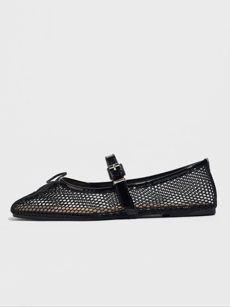 Women's Fashionable Solid Color Hollow Out Design Mary Jane Shoes, Casual Comfortable Breathable Flat Shoes for Summer, Lightweight Comfortable Shoes for Daily Wear, Girl, Mary Jane Flats