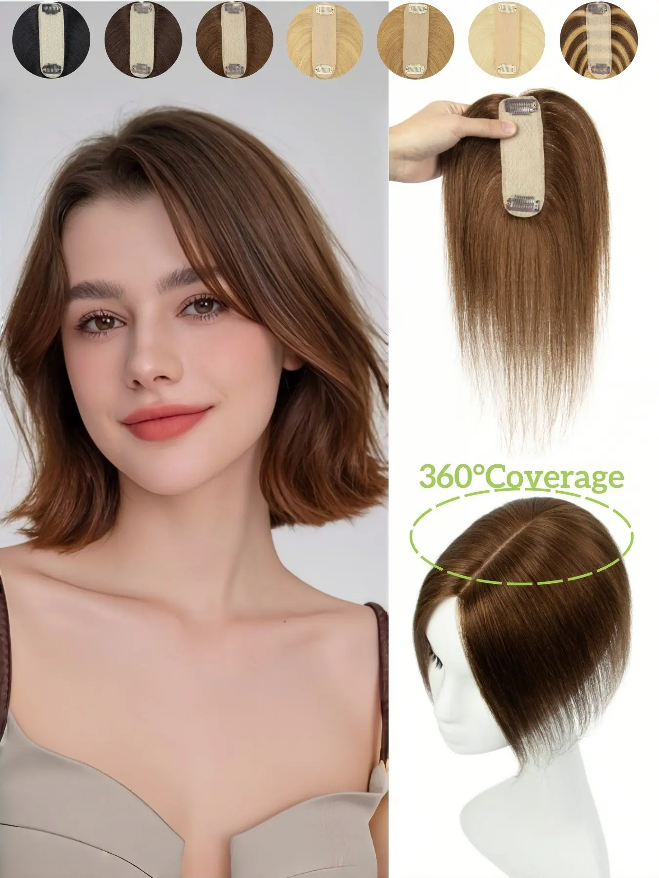 2 Clips Middle Part Top Hairpiece, 4x13cm Lace Net, Quick Hairstyle Transformation, Covers Thinning & Hair, Ideal for Special Occasions & Daily Use