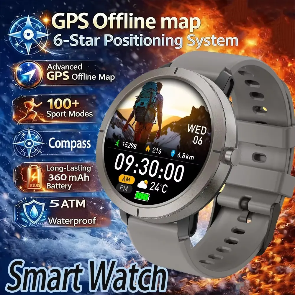 Professional Outdoor Sport Smartwatch 5ATM Water Resistant GPS GNSS Navigation Altimeter 170+ Sport Modes Heart Rate SpO2 Smart watch
