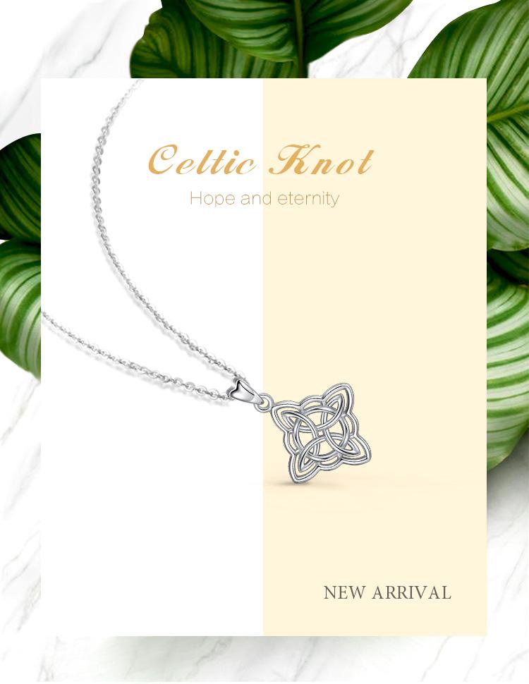 Sterling Silver Minimalist Witch Knot Necklace, Nudo de Bruja Plata Witches Knot Earrings for Women, Celtic Knot Pendant, Sacred Wiccan Jewelry