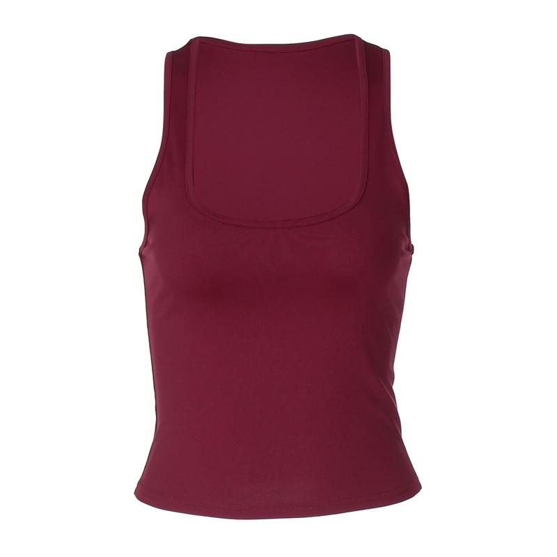 Women‘s Basic Solid U Neck Tank Top, Sleeveless Backless Plain Slim Fit Crop Top for Party Club Date Holiday Daily Casual Outdoor Clothes Wear, Casual Fitted Sleeveless