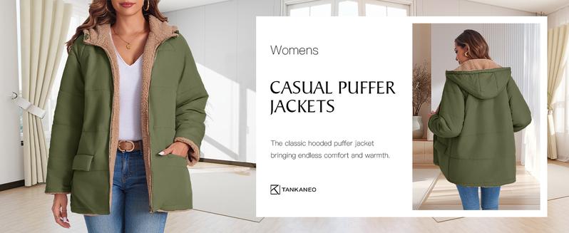 FMEYOA Womens Warm Puffer Down Jacket Hooded Winter Casual Lightweight Mid Quilted Coat with Pockets FMEYOA Womens Warm Puffer Down Jacket Hooded Winter Casual Lightweight Mid Quilted Coat with Pockets