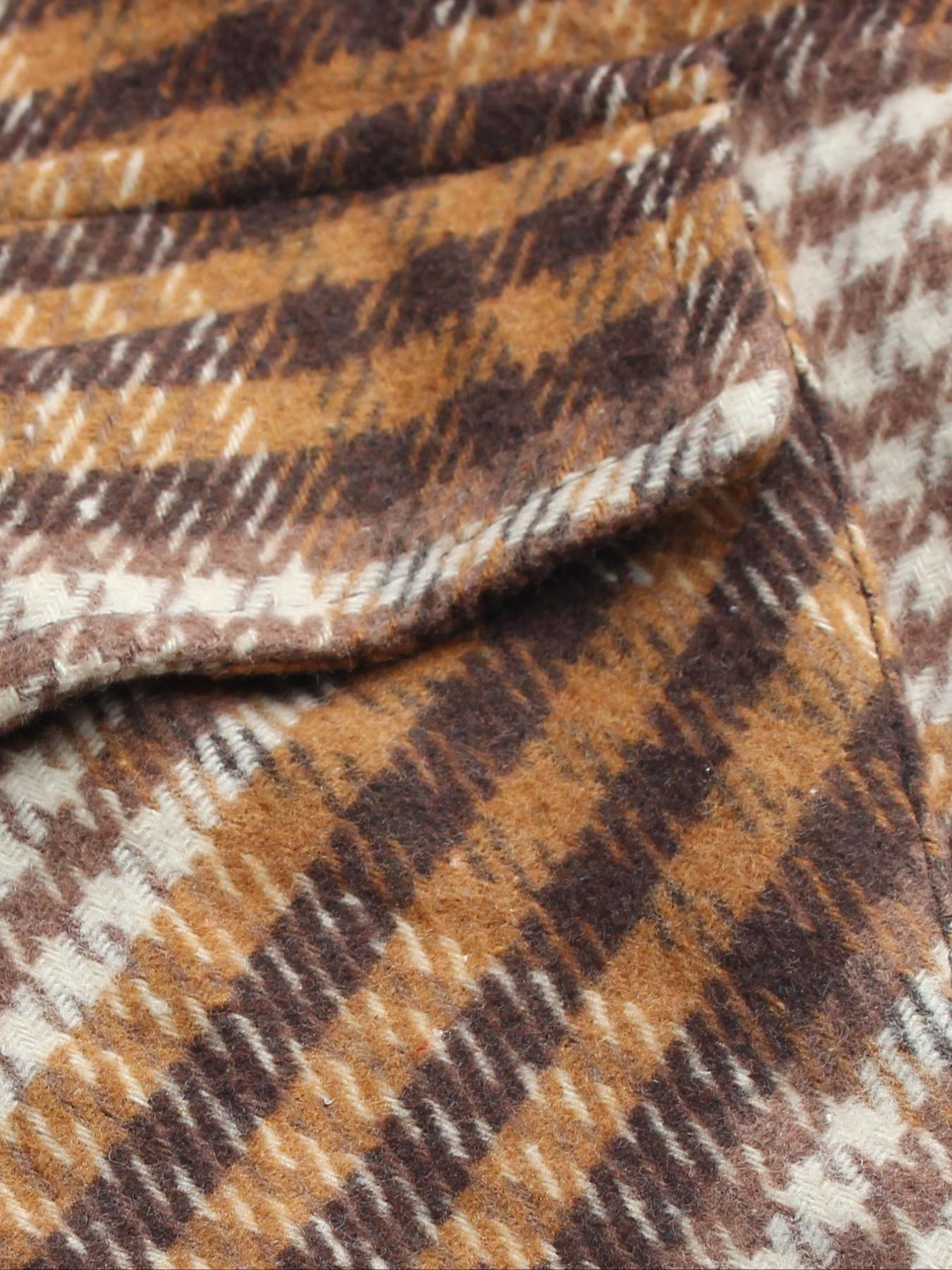 Men's Vintage Fall Winter Jacket, Windproof Fleece Collar Pocket Casual Coat, Suitable for Daily Wear, Comfortable Woven Fabric