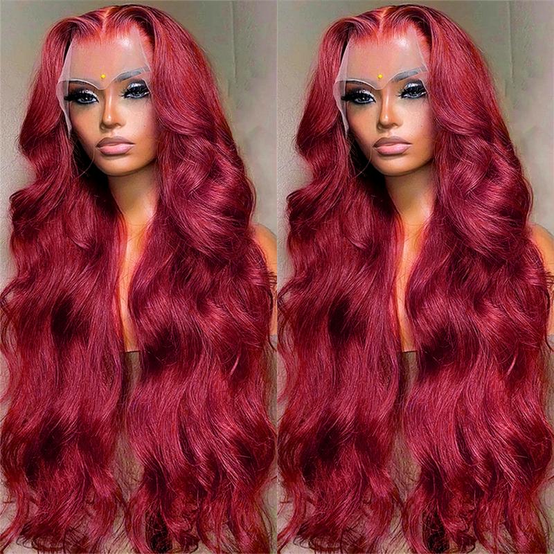 Bling Hair Burgundy 99j Red 13x6 13x4 Body Wave Transparent Hd Lace Front Wigs Human Hair 99j Burgundy Red Wig for Women with Baby Hair 180 Density TikTokShopHolidayHaul