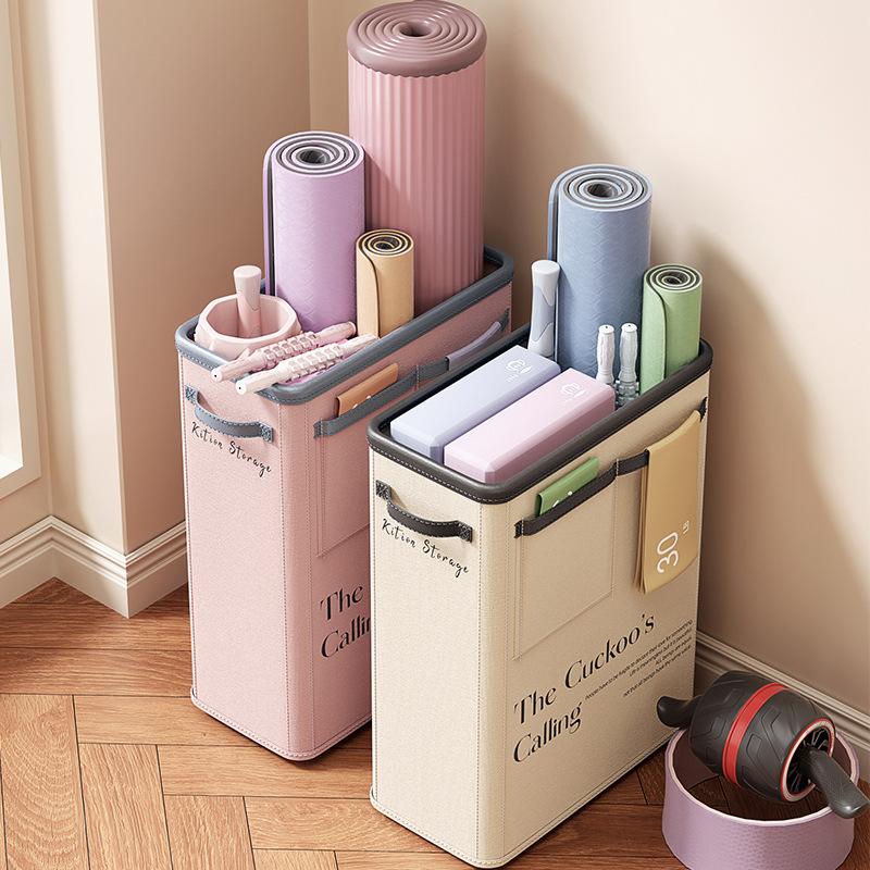 Multifunctional Sports Equipment Storage Box, Foldable Large-Capacity Fabric Storage Basket, Yoga Mat & Fitness Gear Storage Case, Gym Supplies Organizer, Dust-Proof Storage Bin with Lid