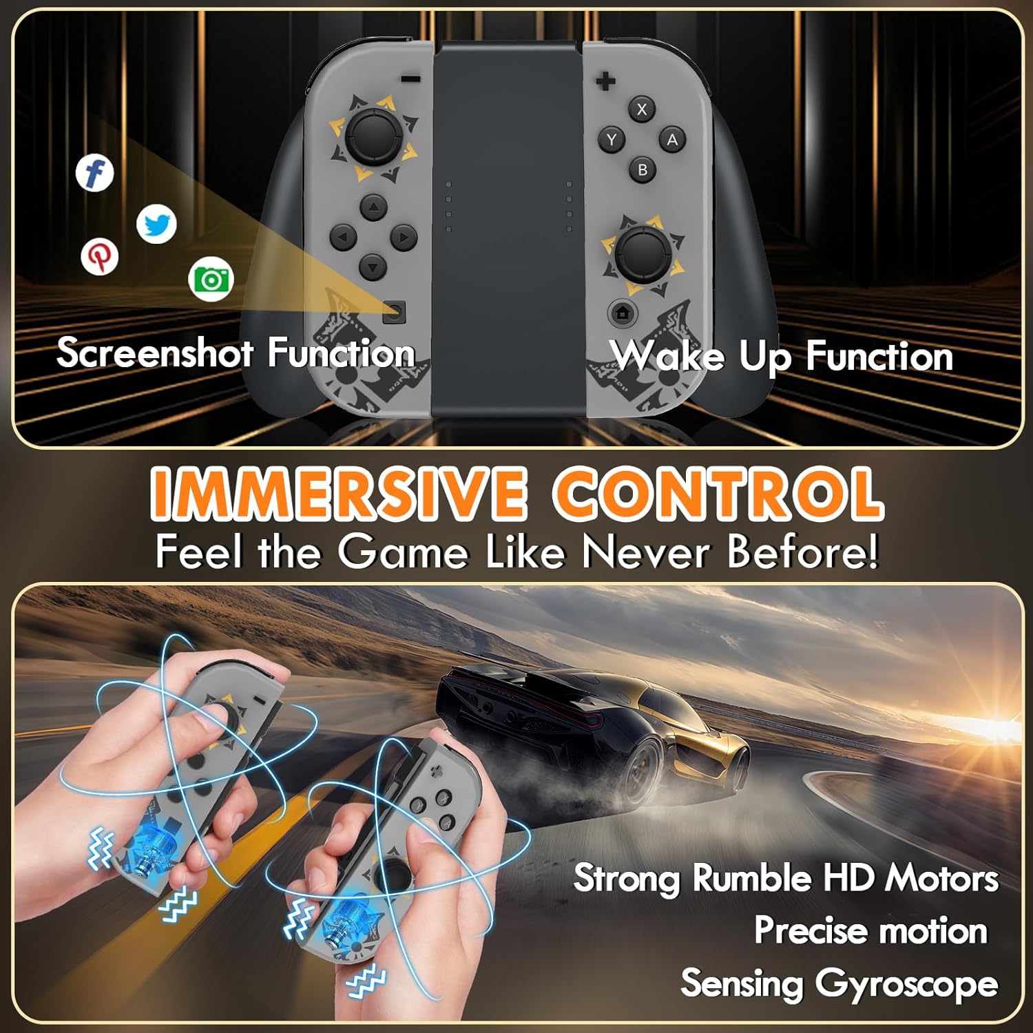 Switch Wireless Controller, Upgraded Switch/lite/oled Controller with Motion Control, Wake Function, Dual Vibration Feature