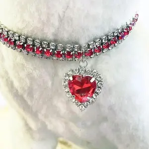 Kitten Diamante Collar Necklace for Cat Rhinestone Cute Bling Puppy Doggy Crystal Pendant Diamond Collar Pet Accessories