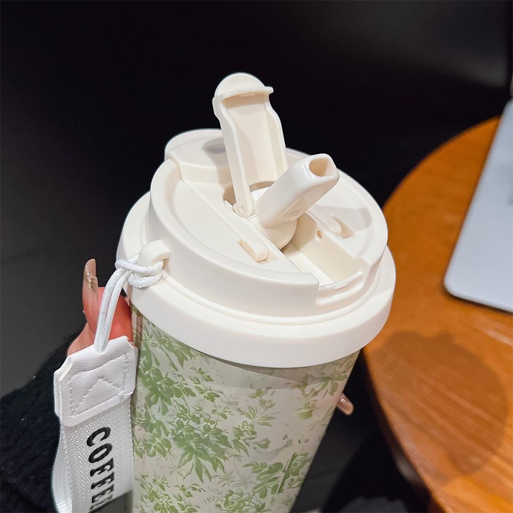Fashionable Leaf Vine Texture Coffee Cup, Portable Dual Drink Insulated Tumbler, Keeps Hot/cold, Ideal for Office, Travel, Sports