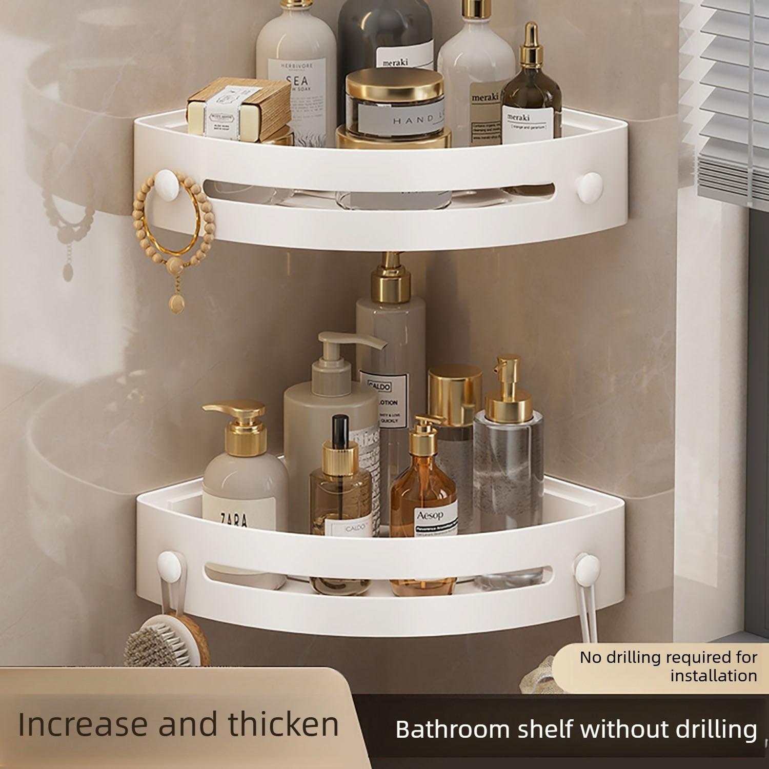 Corner Shower Rack, No-Drill Suction Cup Corner Shelf, Rustproof Abs Plastic Wall-Mounted Bathroom Organizer, Space-Saving Shower Caddy