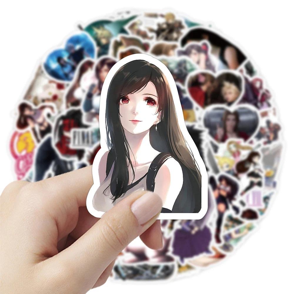Final Fantasy Character Stickers, 10/30/60pcs Warrior of Light Cloud Strife Aerith Tifa Decals for Laptop, Skateboard, Phone, 10Pcs