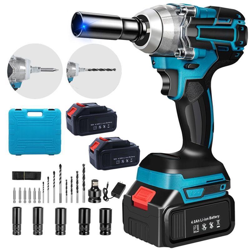 1/2 Cordless Impact Wrench,3-In-1 High Torque Impact Gun With 2x 3000mah Li-lon Battery,5 Impact Sockets,8 Drills,10 Screws And Tool Case,Impact Tools For Car Lug Nuts