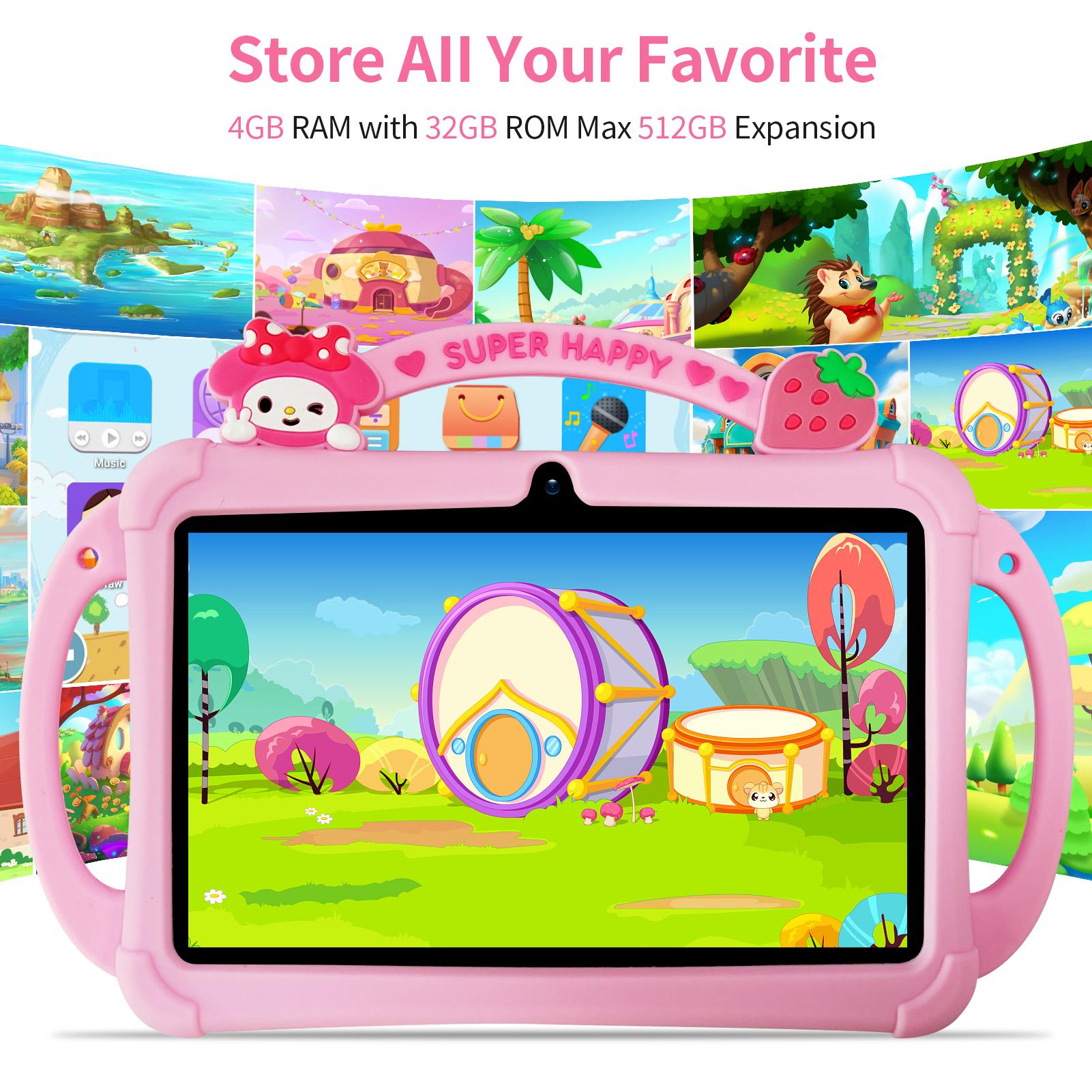 [TikTokShopSpringGlowUp] PRITOM Kids Tablet 7 inch Android 13 IPS HD Screen with Protective Case Parental Control Dual Cameras Pre Installed Educational Apps Ideal for Boys Girls Pink Blue Kids Gift