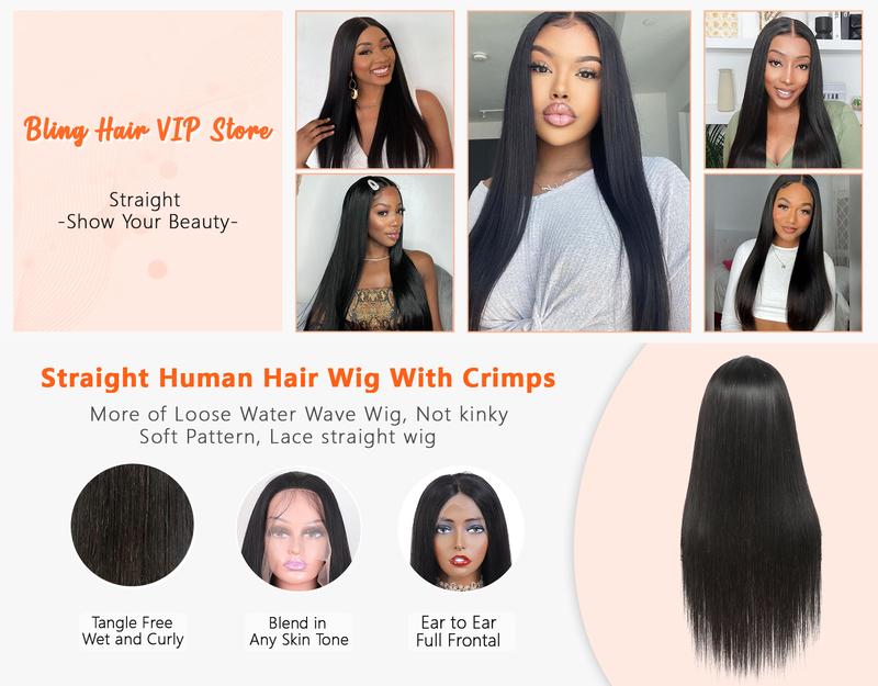 Bling Hair Clearance 13x4 13x6 Transparent Lace Front Wig Human Hair 13X6 HD Lace Frontal Wigs Human Hair Pre Plucked with Baby Hair 180% Density Wigs Human Hair