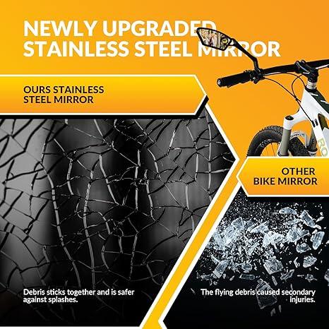 ROCKBROS HD Blast-Resistant Bike Mirror for Handlebars 360° Adjustable Rear View Mirror Fits 21-26mm Handlebars Easy Install Left & Right Side