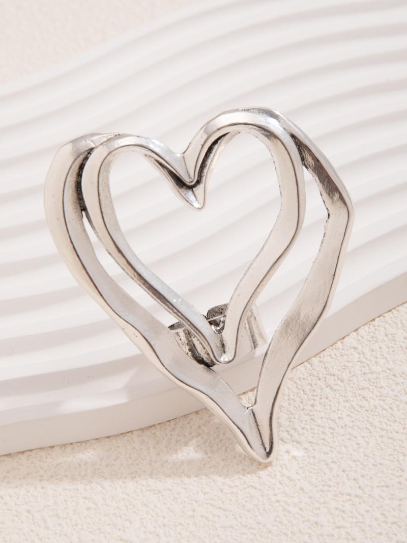 Fashion Hollow out Heart Design Double Layered Exaggerated Ring, Fashion All-match Accessories for Women & Men, Delicate Jewelry for Party