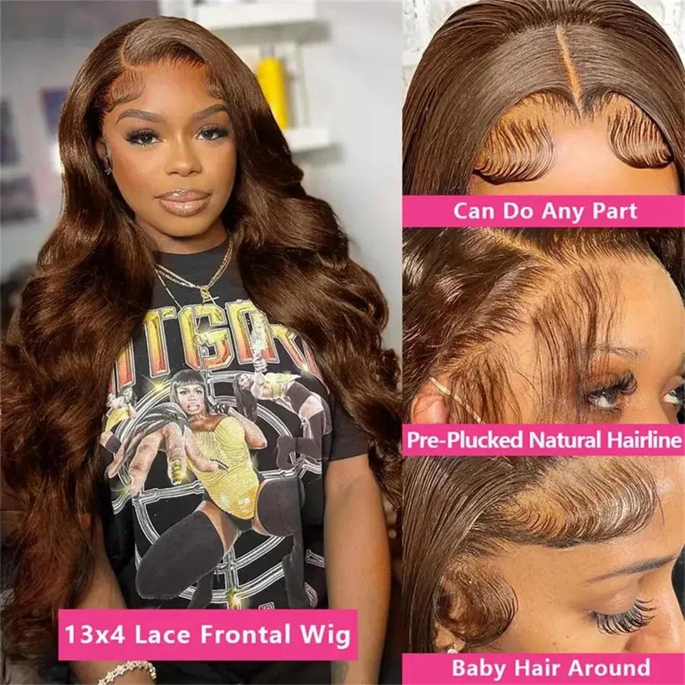 30 32Inch Chocolate Brown 13x4 Lace Front WIgs 13x6 Lace Hair Wigs Preplucked Color #4 Wigs On Sale For Women Bling Hair 30 32Inch Chocolate Brown 13x4 Lace Front WIgs 13x6 Lace Hair Wigs Preplucked Color #4 Wigs On Sale For Women Bling Hair