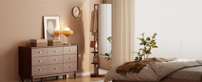 【HOT】Full Length Mirror,Full Body Mirror Solid Wood Floor Mirror with Coat Rack, Full Length Mirror with Stand Long Mirrors for Bedroom,Living Room, Multifunctional, Space Saving