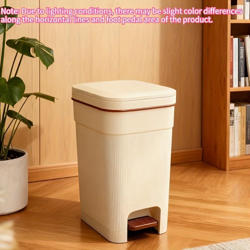 Square Trash Can with Lid, Accents, Two Sizes Available, Fashionable Garbage Bin, Ideal for Kitchen, Bathroom, Bedroom, Home Office Square Trash Can with Lid, Accents, Two Sizes Available, Fashionable Garbage Bin, Ideal for Kitchen, Bathroom, Bedroom, Home Office