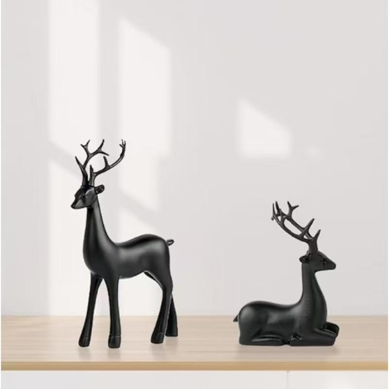 2 Piece Nordic Home Deer Figurines, Collectible Room Decor, Christmas Resin Craftsmanship, Suitable for Entryway, Wine Cabinet, TV Stand, Bedroom, Dining Table Gift