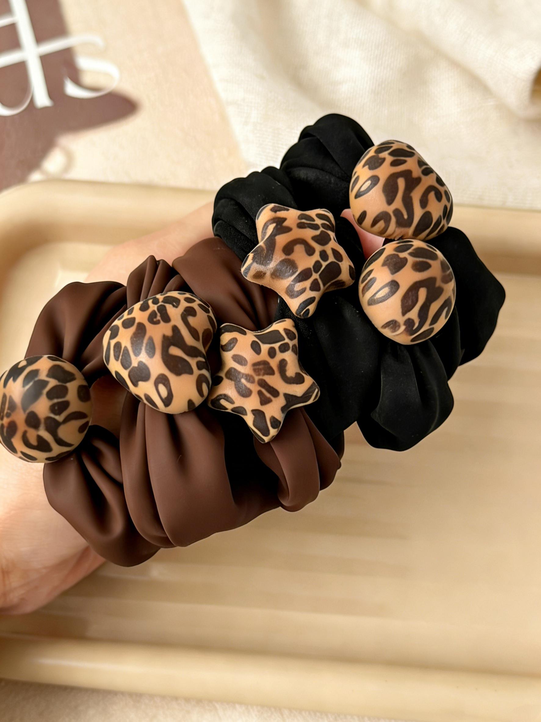 6 Pcs Leopard Print Hair Ties for Women, High Elasticity Durable Rubber Bands, Simple New Design Hair Rings, Versatile Head Accessories