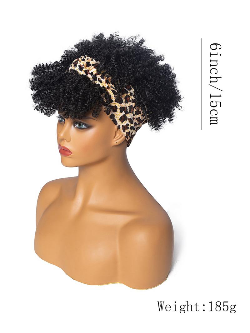 6 Inch Short Kinky Coily Headband Wigs for Women, Gorgeous Fluffy Wigs with Headband, Natural Fluffy Synthetic Wigs for Party, Daily Use, Synthetic Curly Wigs