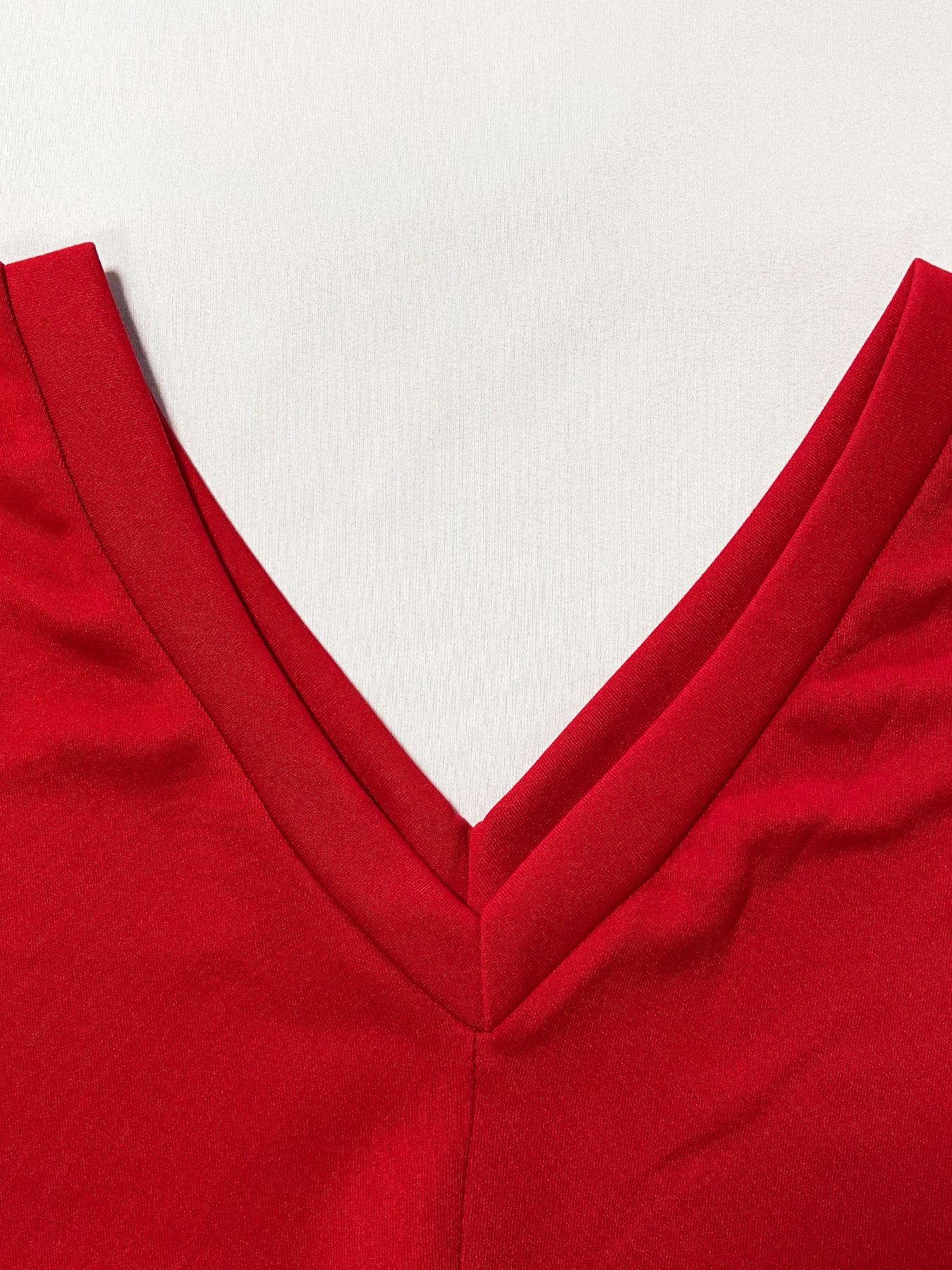 Women's Fall Winter Casual Fitted V Neck Long Sleeve Jumpsuit Womenswear, Plain Pattern, Moderate Fabric Thickness, Perfect for Daily Wear