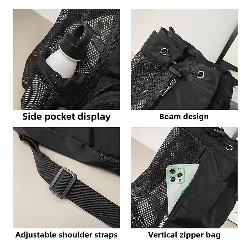 Polyester Drawstring Gym Bag, Lightweight Sports Backpack, Fitness Yoga Bag, Beach Backpack, Casual Outdoor Daily Use, Unisex